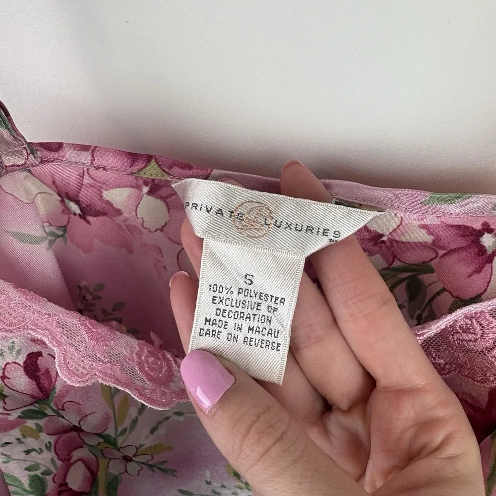 Vintage Y2K Pink Floral‎ Slip Dress Nightgown Size Small